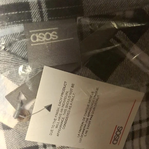 ASOS Men's Black white & Light Blue Plaid. - Picture 2 of 6